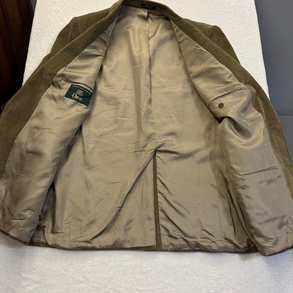 Orvis Corduroy Sport Coat Vintage Leather Button Elbow Patch Mens XL Brown Tan - Picture 5 of 10